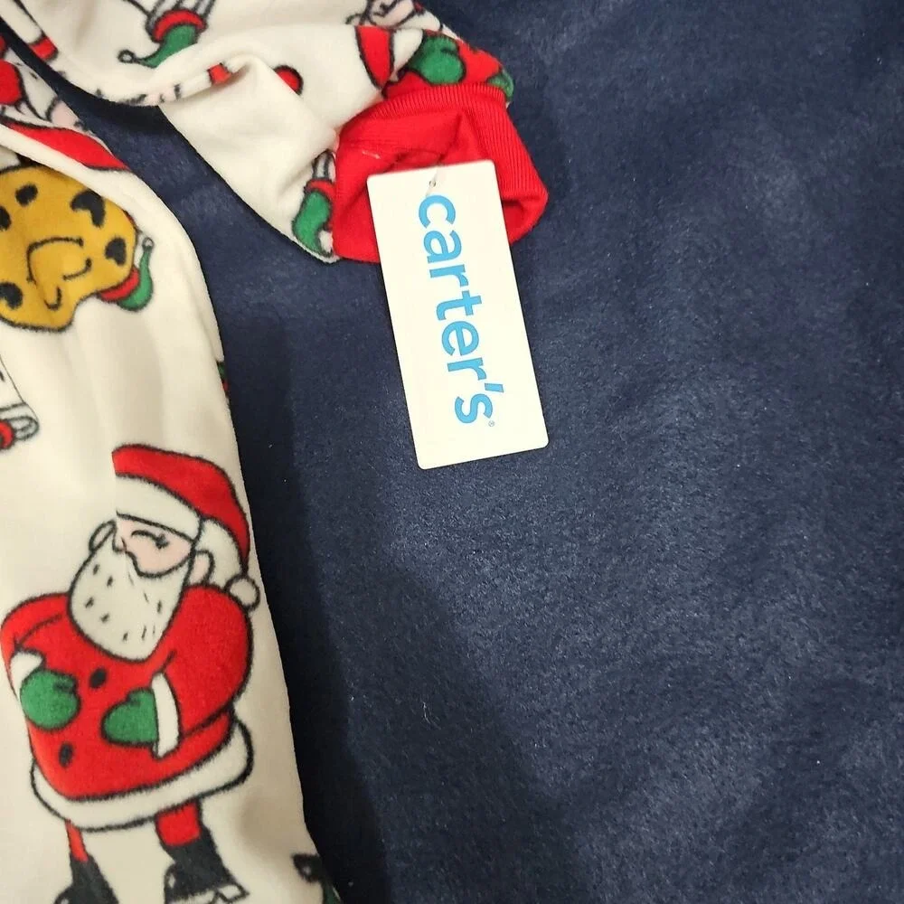 Carters Christmas Santa‎ Cookies Milk Candy Cane Footed Pajamas Size 4T